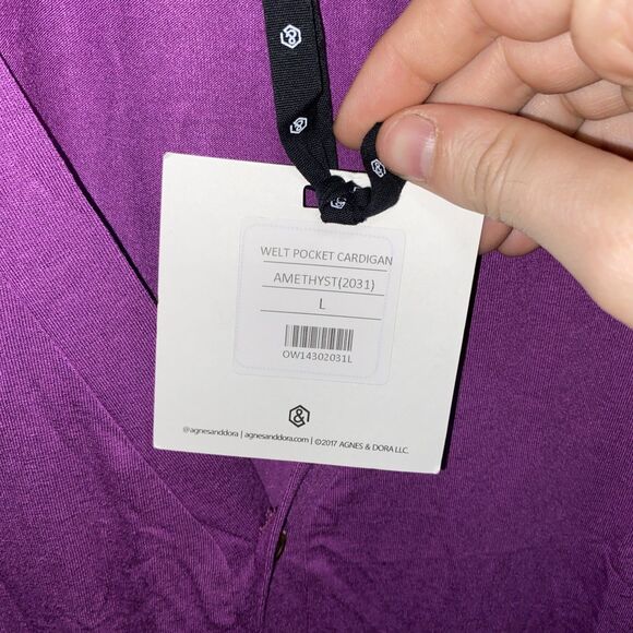 Agnes & Dora Welt Pocket Cardigan Size L Amethyst - Picture 3 of 6
